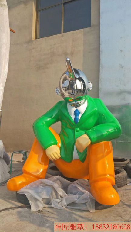 不銹鋼趣味人物雕塑 不銹鋼彩色噴漆工藝